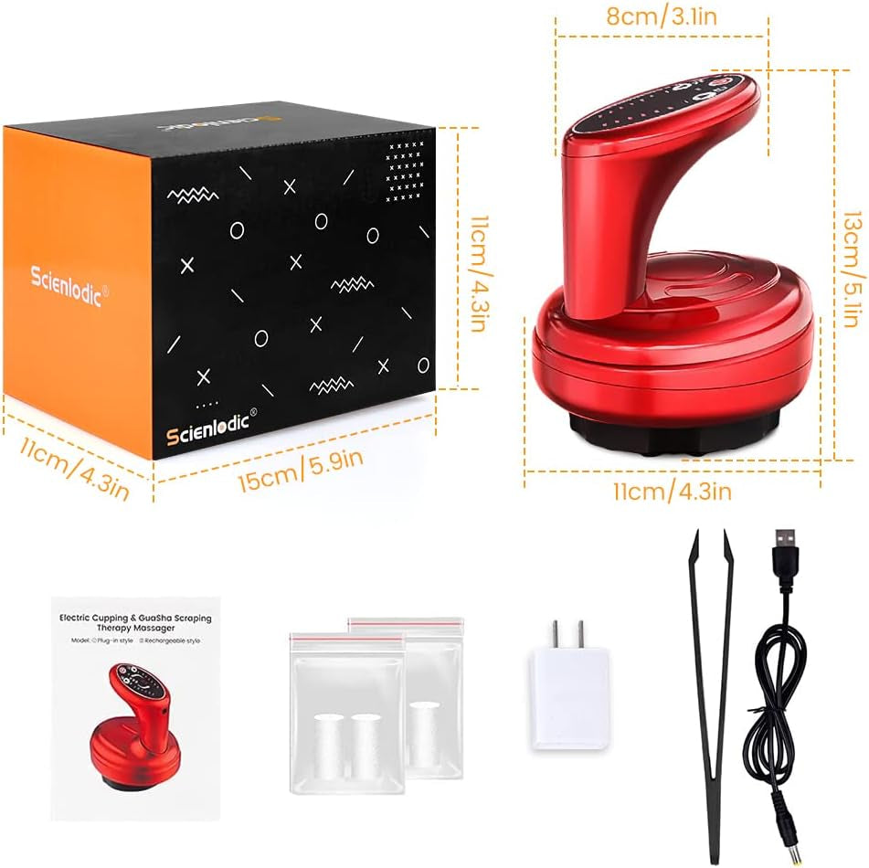 Scienlodic 3 in 1 Cupping Set,Electric Cupping Therapy Machine,Powerful Suction Heating Cupping Massager,Electronic Cupping Device,Rechargeable Adjustable Handheld Cupping Massage Tool for Back Body