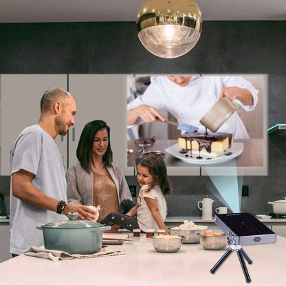 Pocket Portable Mini Projector, 1080P Pico Bluetooth Video Wifi DLP Projector HD Support Android 7.1 HDMI USB TF Card for Home Cinema , Wireless Display for Iphone Home Projector