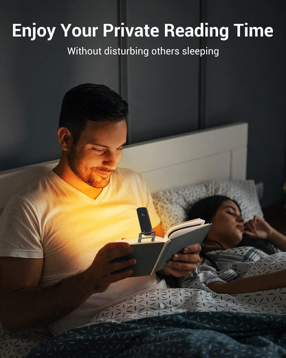 DEWENWILS Book Light, Amber Warm Clip on LED with 3 Adjustable Brightness for Eye Protection, Rechargeable USB Long Lasting Reading Light, Gifts for Bookworms, Kids (Black)