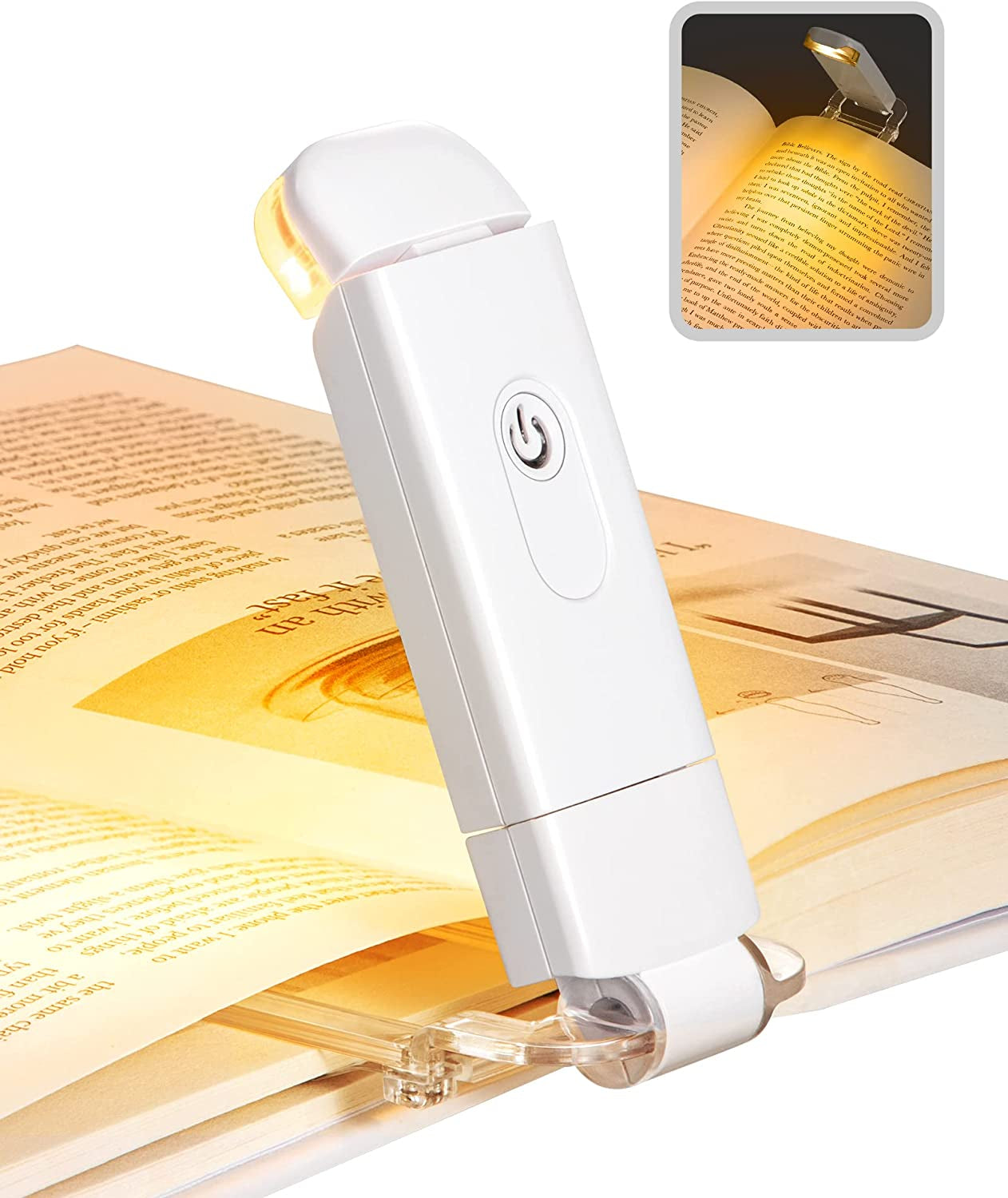 DEWENWILS Book Light, Amber Warm Clip on LED with 3 Adjustable Brightness for Eye Protection, Rechargeable USB Long Lasting Reading Light, Gifts for Bookworms, Kids (Black)