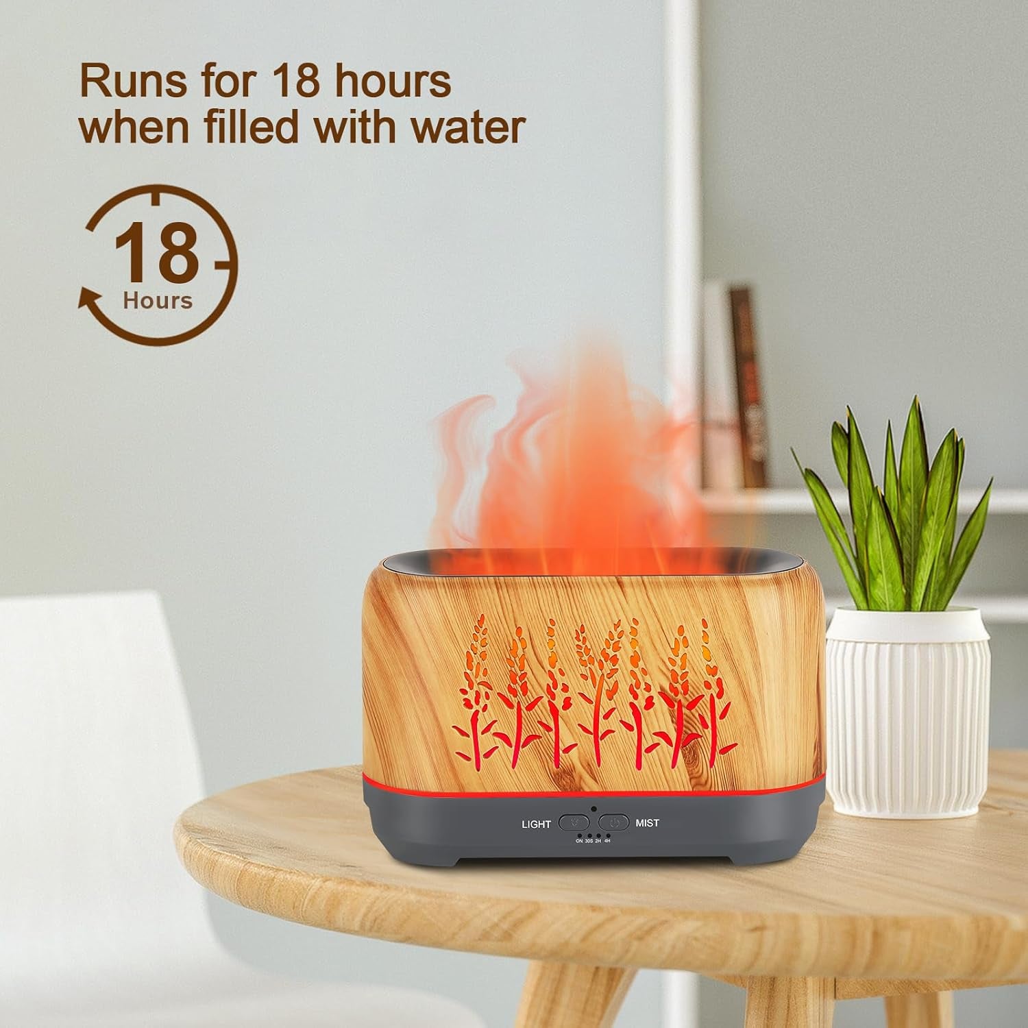 Aromatherapy Oil Diffuser for Room: Ultrasonic Cool Mist Diffuser Spreads Scent around Room- Color Flame Ambient Light Diverse Realistic and Romantic Effect