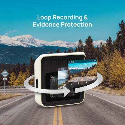 Dash Cam A400, Ivory, Front and Rear 2K QHD, 2" LCD, Built in Wifi, Parking Monitor, 145° Wide-Angle FOV, WDR Night Vision, Ios/Android Mobile App