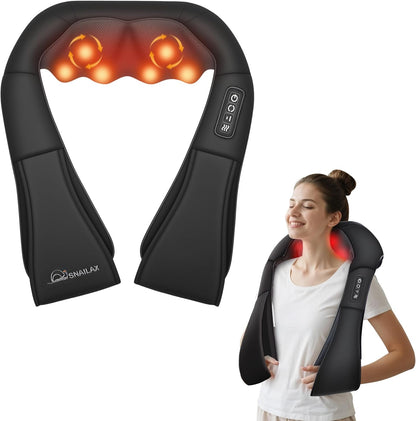 Snailax Shiatsu Neck and Shoulder Massager - Back Massager with Heat, Deep Kneading Electric Massage Pillow for Neck, Back, Shoulder,Foot,Body