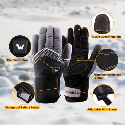 Electric Heated Gloves for Men and Women with Three Heating Levels, Touchscreen Capability, and Waterproof Design for Skiing and Snowboarding