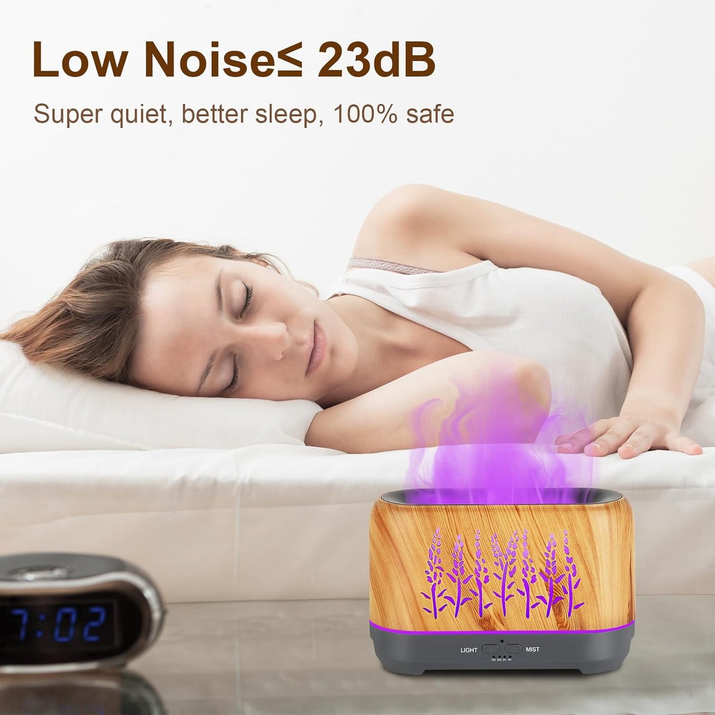 Aromatherapy Oil Diffuser for Room: Ultrasonic Cool Mist Diffuser Spreads Scent around Room- Color Flame Ambient Light Diverse Realistic and Romantic Effect