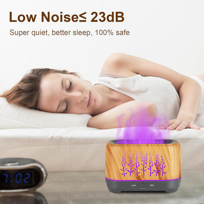 Aromatherapy Oil Diffuser for Room: Ultrasonic Cool Mist Diffuser Spreads Scent around Room- Color Flame Ambient Light Diverse Realistic and Romantic Effect