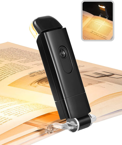DEWENWILS Book Light, Amber Warm Clip on LED with 3 Adjustable Brightness for Eye Protection, Rechargeable USB Long Lasting Reading Light, Gifts for Bookworms, Kids (Black)