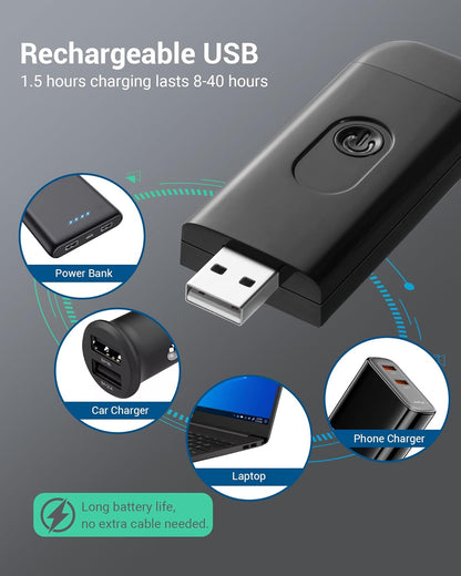 DEWENWILS Book Light, Amber Warm Clip on LED with 3 Adjustable Brightness for Eye Protection, Rechargeable USB Long Lasting Reading Light, Gifts for Bookworms, Kids (Black)