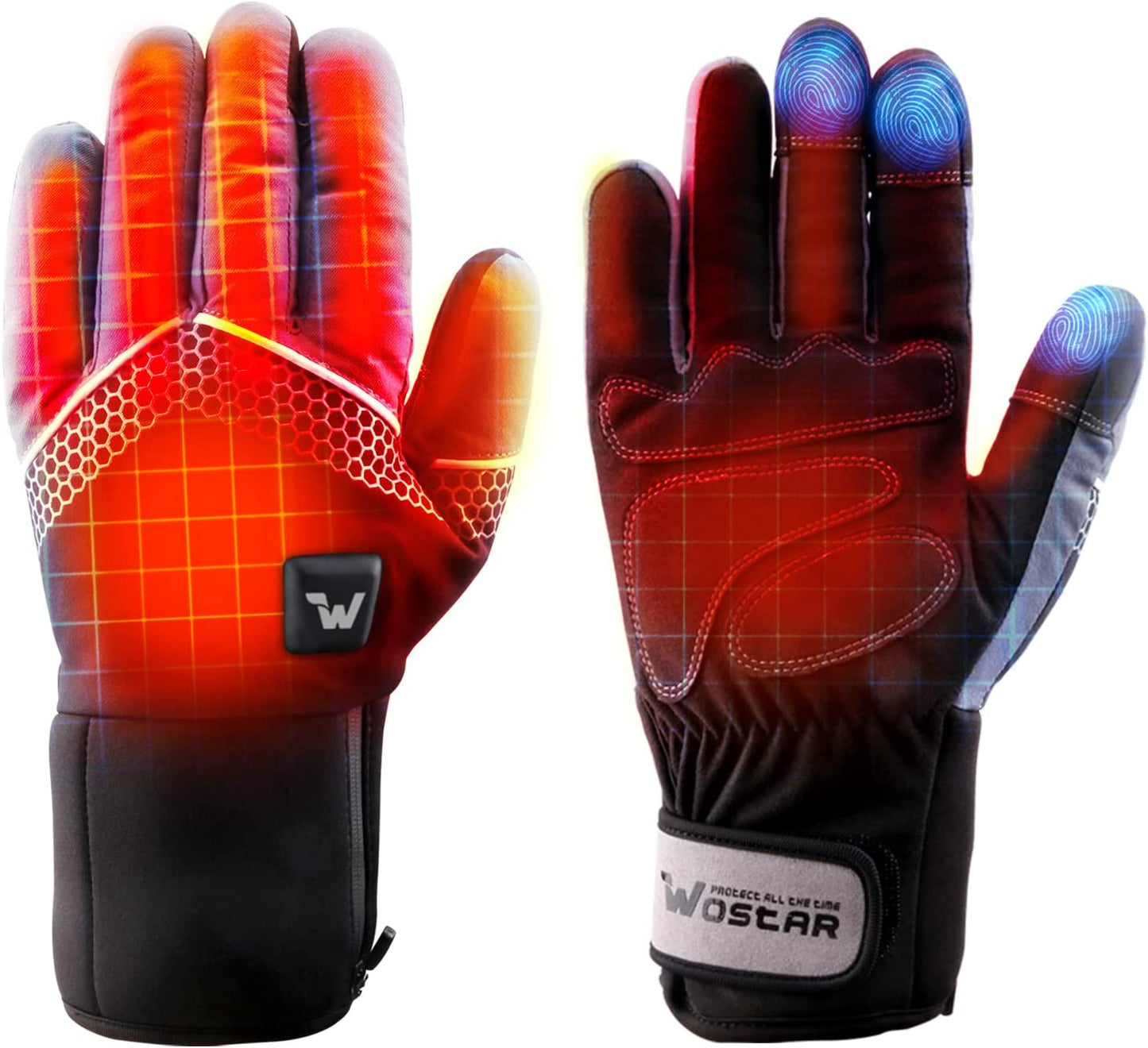 Electric Heated Gloves for Men and Women with Three Heating Levels, Touchscreen Capability, and Waterproof Design for Skiing and Snowboarding