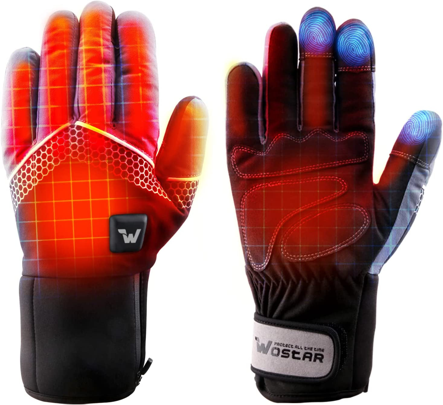 Electric Heated Gloves for Men and Women with Three Heating Levels, Touchscreen Capability, and Waterproof Design for Skiing and Snowboarding