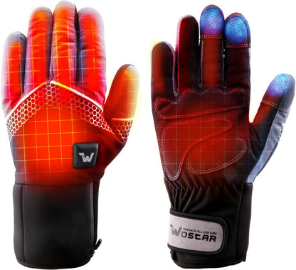 Electric Heated Gloves for Men and Women with Three Heating Levels, Touchscreen Capability, and Waterproof Design for Skiing and Snowboarding