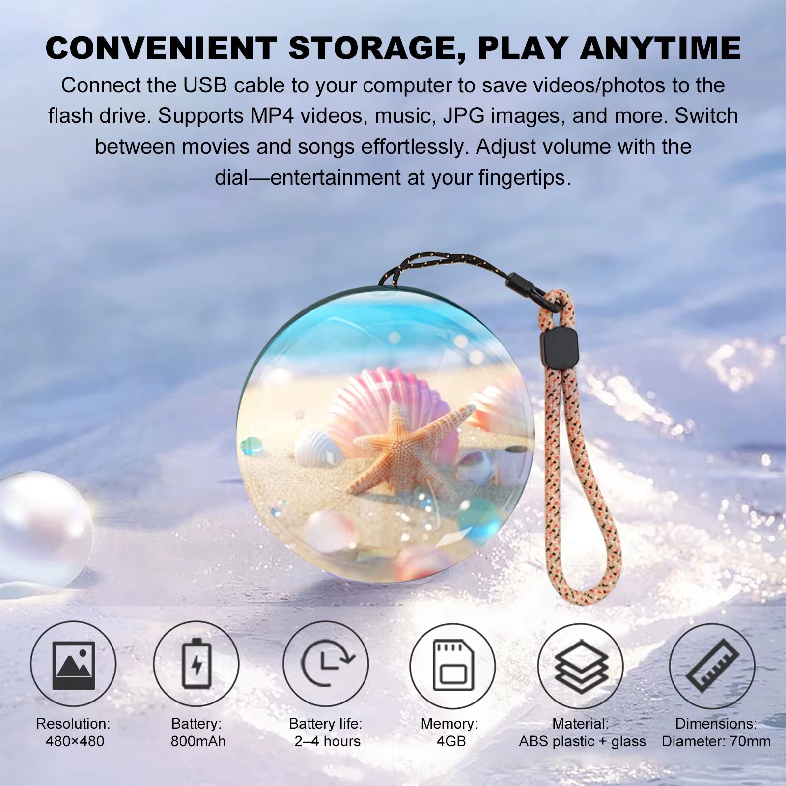 2.7 Inch Crystal Ball Video Player Upload Videos & Photos Digital Display WIFI Memory Orb Ball Creative Christmas Birthday Gifts