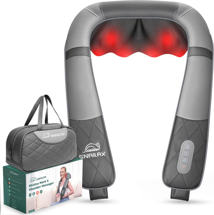 Snailax Shiatsu Neck and Shoulder Massager - Back Massager with Heat, Deep Kneading Electric Massage Pillow for Neck, Back, Shoulder,Foot,Body