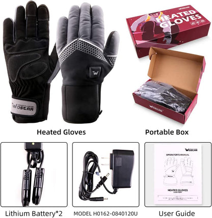Electric Heated Gloves for Men and Women with Three Heating Levels, Touchscreen Capability, and Waterproof Design for Skiing and Snowboarding